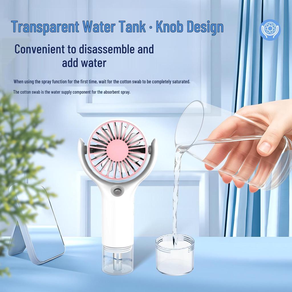 Portable Foldable Mini Fan with USB & Spray Function for Student Dorms