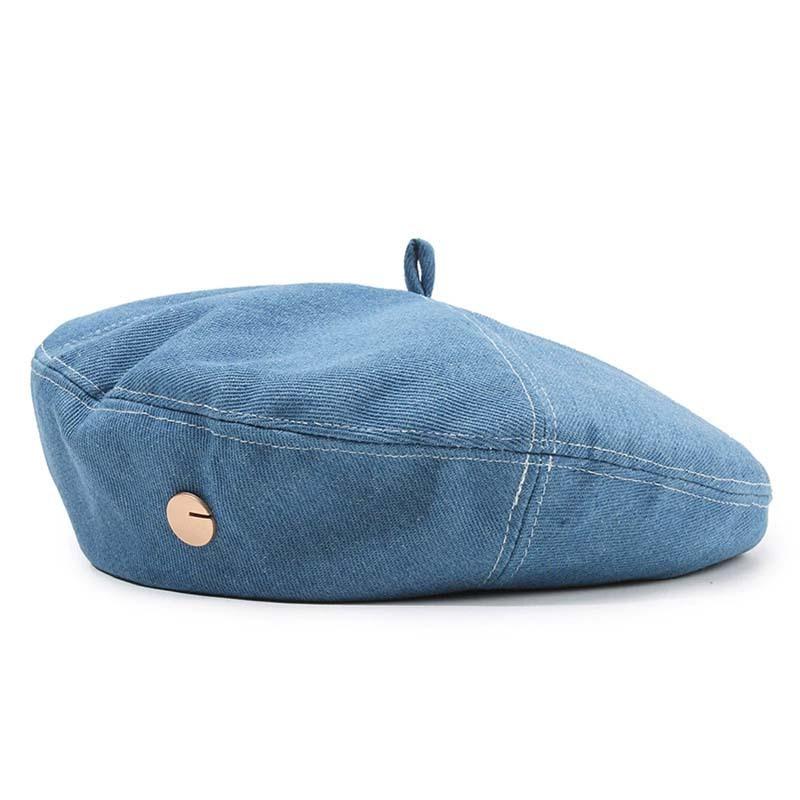 Autumn and winter hats women's big head circumference shows the face small painter hat sweet versatile beret washed cowboy hat
