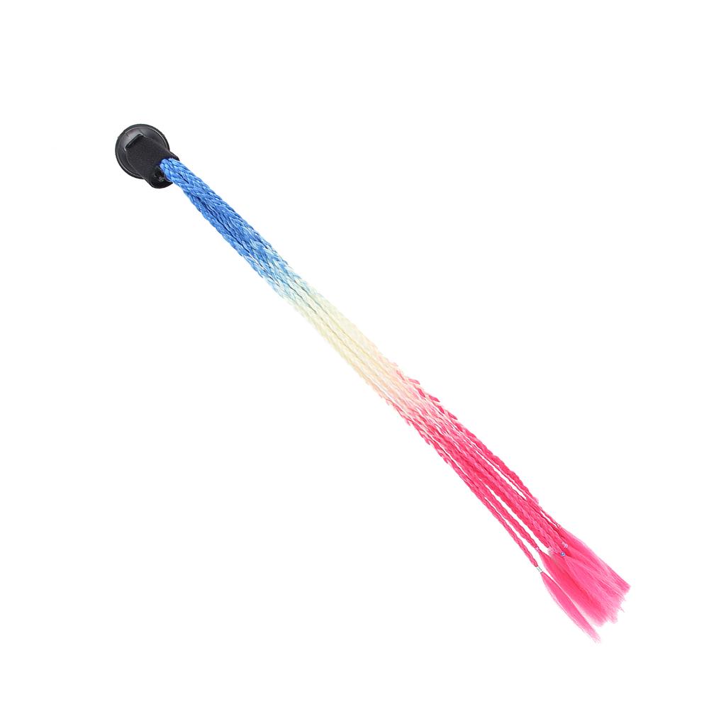 Helmet Braids Suction Cup Punk Style Motorcycle Helmet Pigtails Ponytail Gradient ColorRed White Blue