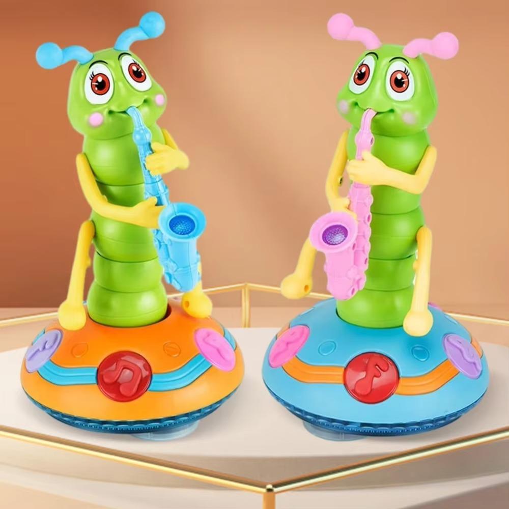 Plastic Saxophone Caterpillar Toy LED Dancing Caterpillar Toy Electric Music Toy  Halloween