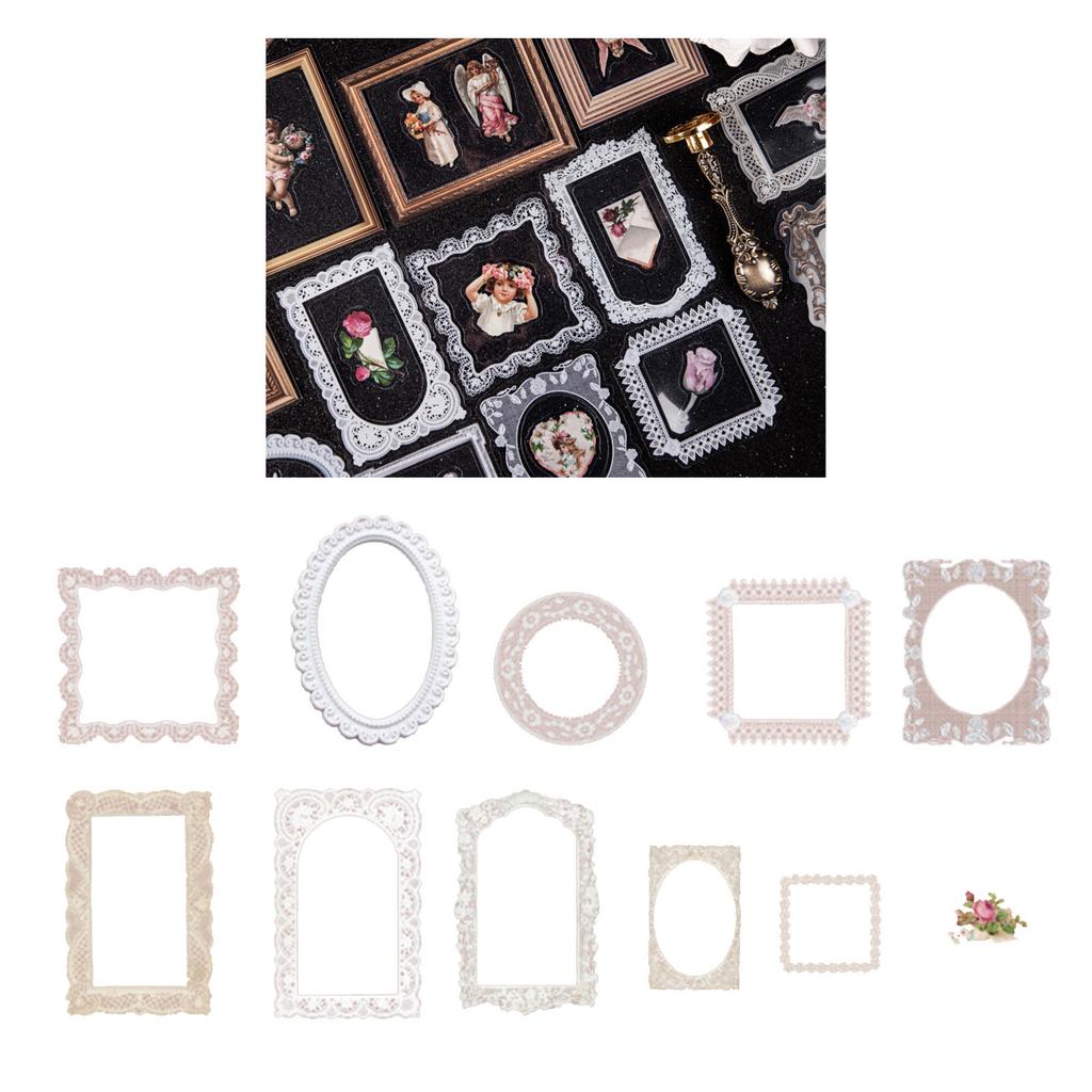 20 kusů Dekorační samolepky Retro zrcadlový rám PET nálepky pro DIY ruční práce Scrapbooking Foto