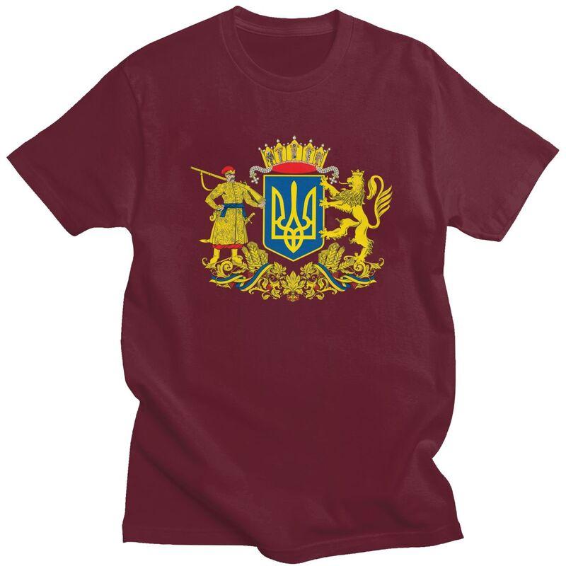 Custom Coat Of Arms Ukraine Tshirts for Men Short Sleeve Leisure T Shirt Ukrainian Flag Tshirt Loose Fit Pure Cotton Tee Gift