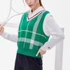 Fila Letter Jacquard Color Block V-Neck Sleeveless Knitted Vest Women tops A11W233404F-ZA
