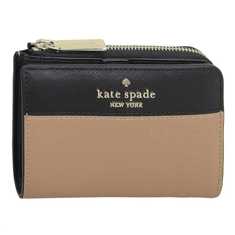 

[Kate Spade] wallet ladies bifold folding wallet compact outlet brand leather brown black madison color block small L zip wallet KH616 200 kate spade