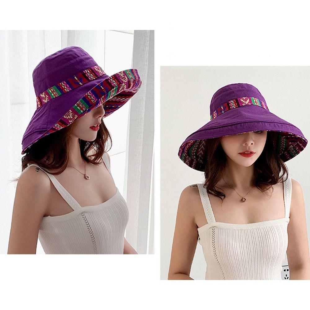 Travel Out Door Summer Retro Sun Protection National Wide Brim Beach Sun Hat Womens Sun Hat