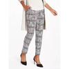 Stretch High Waist Gingham Casual Pants Fall and Winter Fashion Plus Size Women's Pencil Pants Pocket Pants Chubby Girl Thin and Comfortable