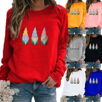 Winter Women's Casual Long-sleeved Santa Claus Print Sweatshirt Ladies Round Neck Loose T-shirt Plus Size Tops Long Sleeved Sweater