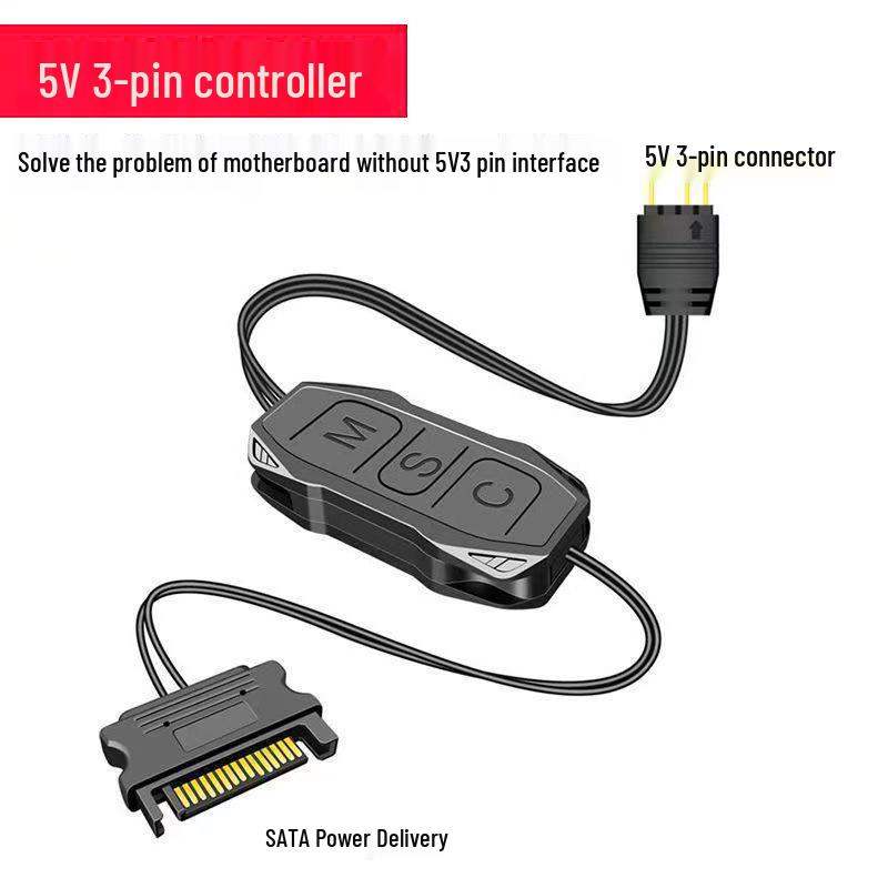 5v3 ARGB Fan Controller with Remote & Sync Hub for PC Cases