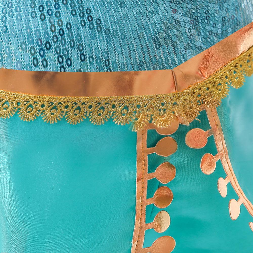Halloween Arabian Style Princess Costume Kids Jasmine Cosplay Girls Magic Lamp Story Role Play Performance Apparel Dress Set