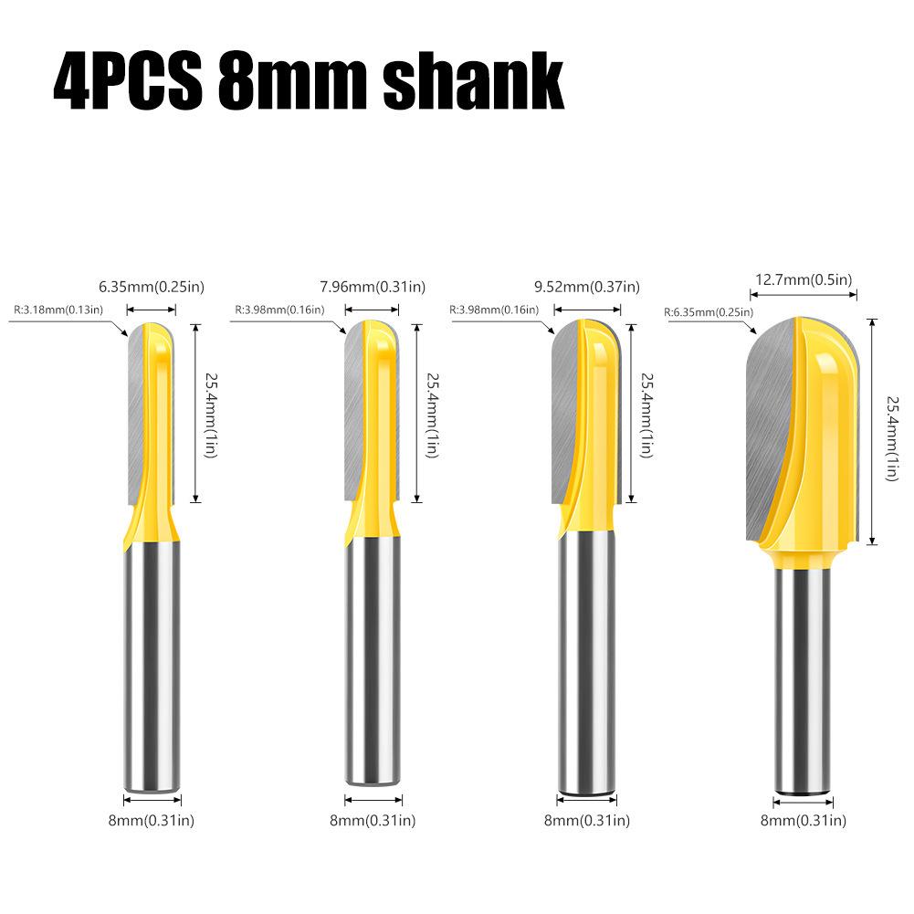 8 Handle Lengthened Deep Round Bottom Cutter Woodworking Milling Cutter Slotting Cutter Trimming Machine Cutter Head Engraving Machine Bakelite