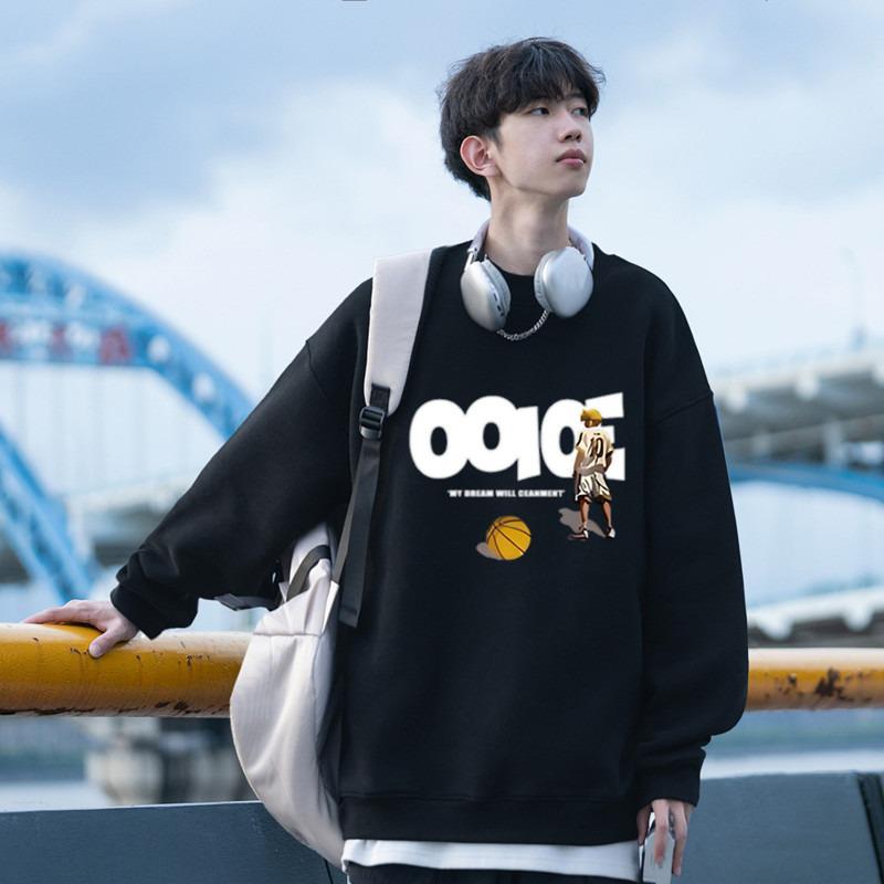 

Подростковая мужская осенняя толстовка с круглым вырезом, модный топ свободного кроя с длинным рукавом M