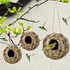 Outdoor Bird Nest Natural Grass Hand Woven Large Space Spherical Straw Bed Habitat Cave Comfortable Hummingbird Nest Courtyard Hanging Bird