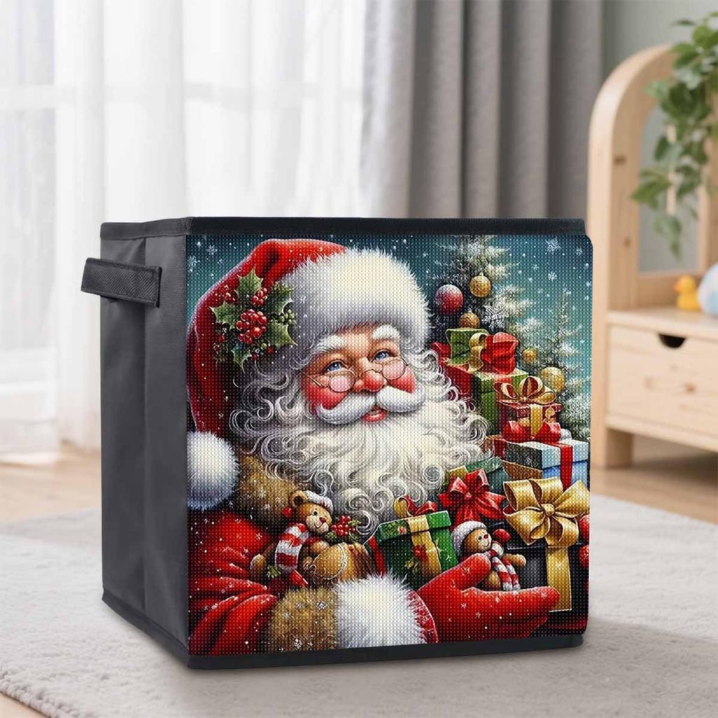 Santa Claus Delivering Gifts 5D Diamond Painting Storage Basket Full Round Drill Mosaic Diamond Embroidery Cross Stitch Kits Home Decor Home Decor