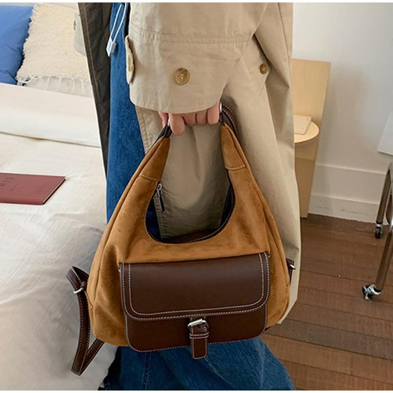 

New Frosted Tote Bags Stylish Large-capacity Shoulder Bags Niche Ctrast Color Underarm Bags Versatile Multifunctial Backpack 31x12x21cm