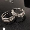 Korean Minimalist Sparkling Zircon Open Ring - Luxurious High-End Style for Influential Women