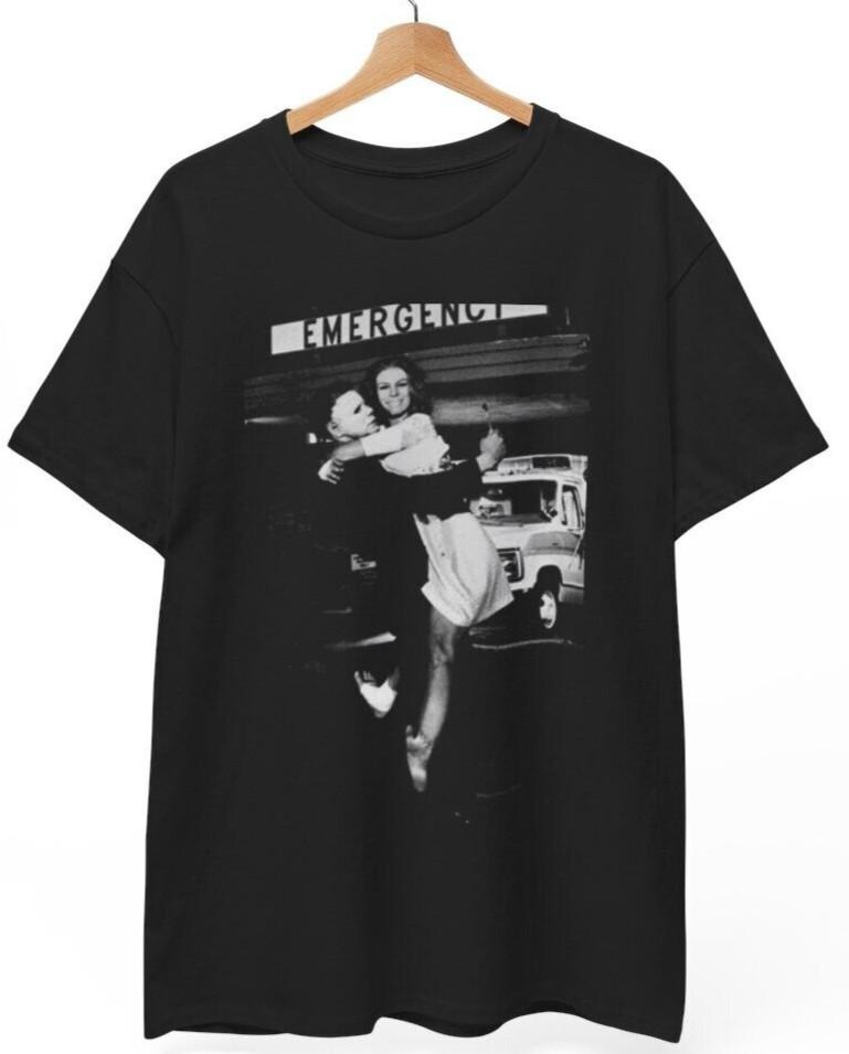 Michael Myers Kissing Curtis on the Set Horror Movie T-shirt  Unisex Shirt XXL