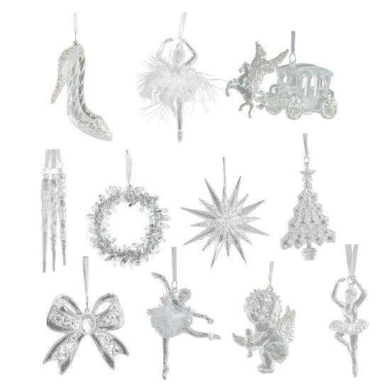 Křišťálově čirá vánoční ozdoba třpytivá strom/baletka/mašle/hvězda vánoční závěsná dekorace do ložnice obývacího pokoje statku