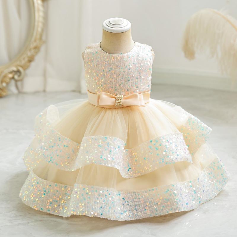 Mädchen Pailletten Prinzessinnenkleid Kinder Geburtstagsparty Formelles Auftrittskleid