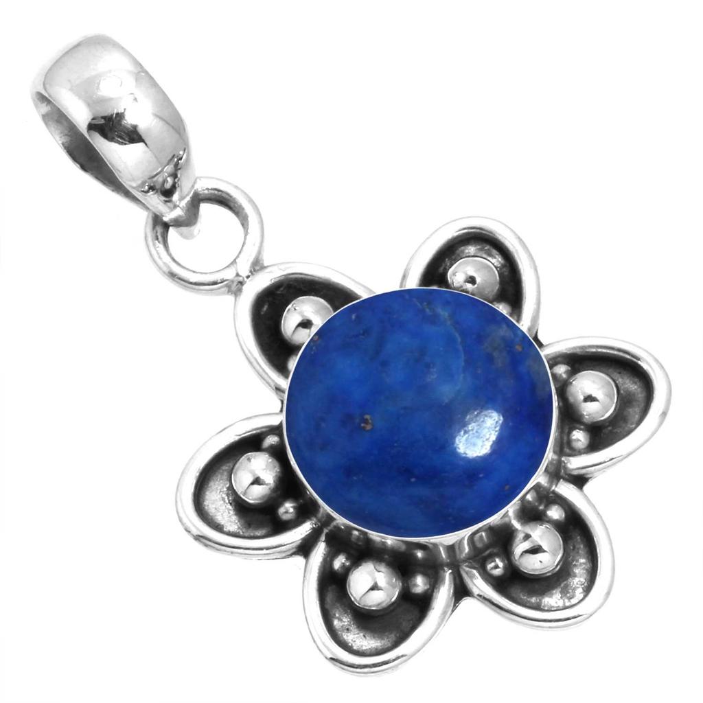 925 Sterling Silver Pendant Women Gemstone Handmade Jewelry Wedding Gift Blue Green Purple Copper Turquoise Pearl Lapis Mother Of Pearl Fashion