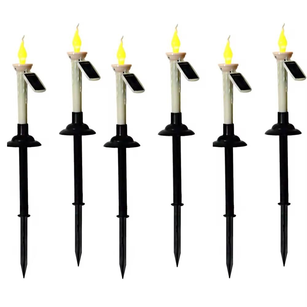 4/6pcs Halloween Solar Candle Lights 2 in 1 Ground Lamp Decorative Desktop Candle Lamp  Outdoors