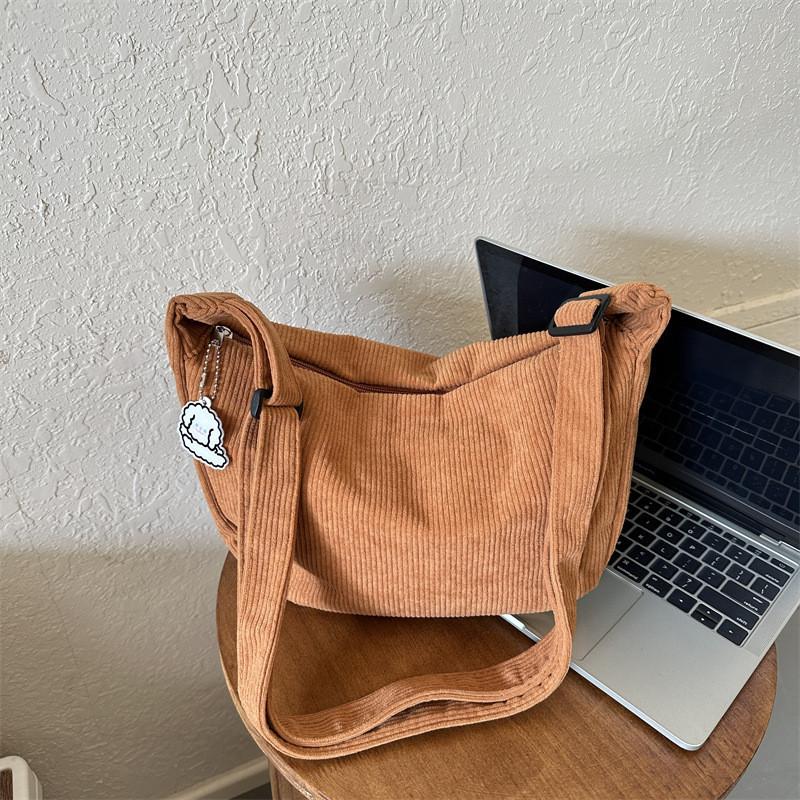 Japanese-style Literary Corduroy Shoulder Bag Perfect For Everyday Use