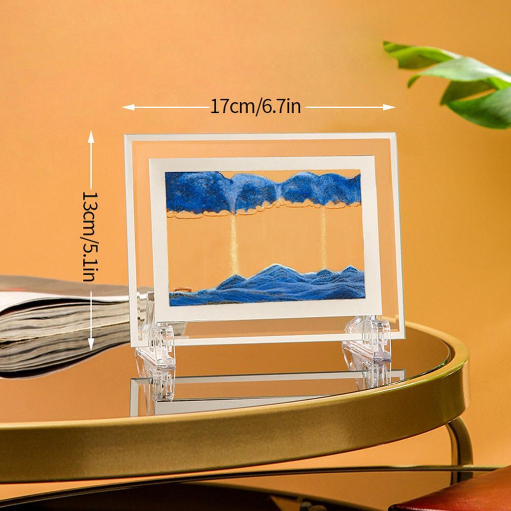 Ozdoba 3D Obraz z Ruchomym Piaskiem 5 cali Kreatywna Dekompresja Malowanie Piaskiem Kinetycznym Przezroczyste Szkło Dynamiczne Pejzaże Piaskowe do Dekoracji