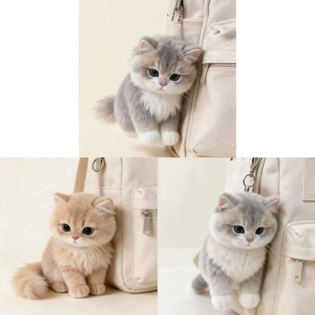 Portachiavi Gatto Peluche Con Materiale Peluche Corto Morbido Per Regalo E Decorazione Borsa