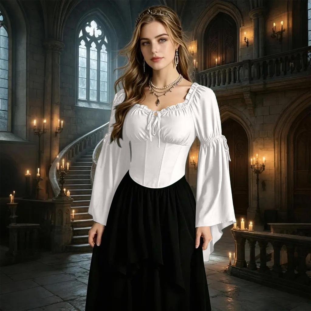 Women's Off-the-Shoulder Blouse with Elastic Neckline Vintage Top for Casual Wear