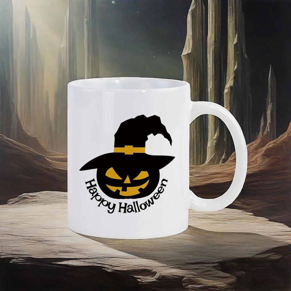 Happy Halloween Ceramic Mug Black Bat Water Cup Witch Spooky Coffee Mug Trick or Treat Party Mugs Original Coffee Cups Drinkware