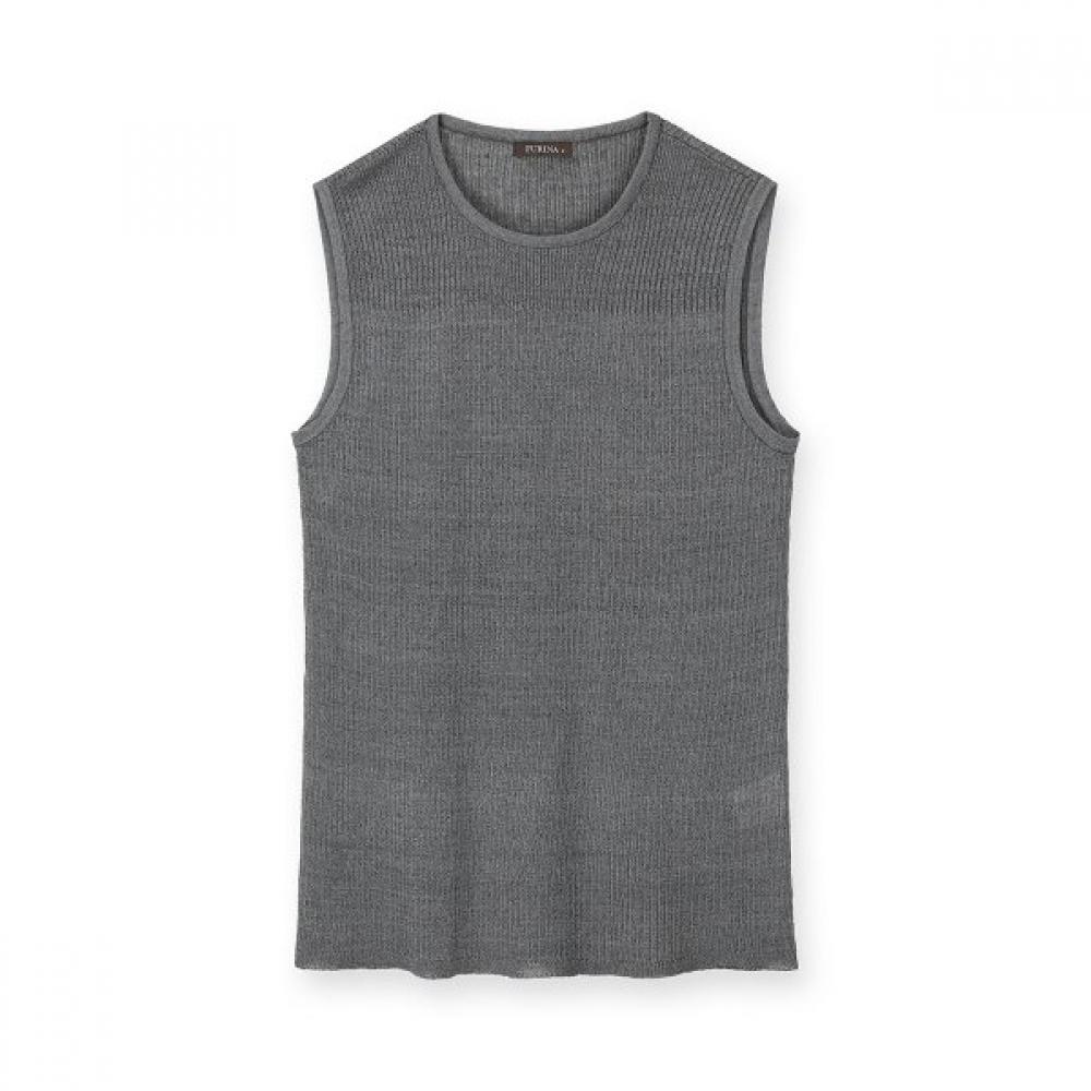 Furina Sleeveless KniT T shirT iTalian Linen Blend MELANGE GRAY/S (85)
