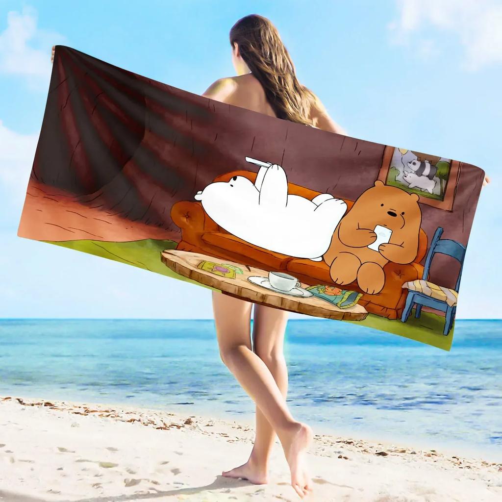 Anime Naked Bear Cute Cartoon Superfine Fiber Beach Sauna Towel Room Decor Bath Children Hand Towels Bathroom Home Shower