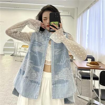 Damen Sommer Leichte Jeansweste Lässige Ärmellose Jacke zum Layering