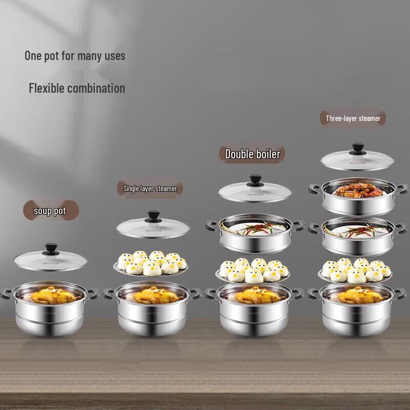 Meichu Edelstahl 3-Lagen Dämpfertopf