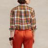Polo Ralph Lauren SS23 Kariertes Einreihiges Lockeres Langarmhemd Damen Hemden Rot WMPOSHTNDO20333-RD