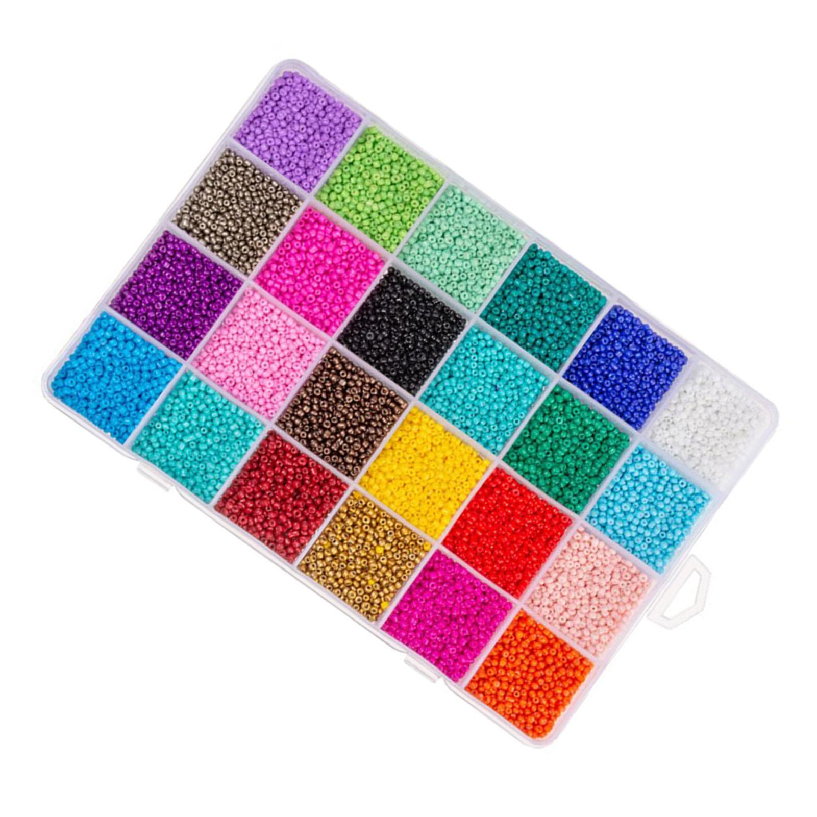 Juego de Cuentas de Semilla de Vidrio de 24 Compartimentos 1000 Piezas con Hilo Elástico Tijeras Pulido Kit de Cuentas de Semilla DIY Manualidades para Joyería blue