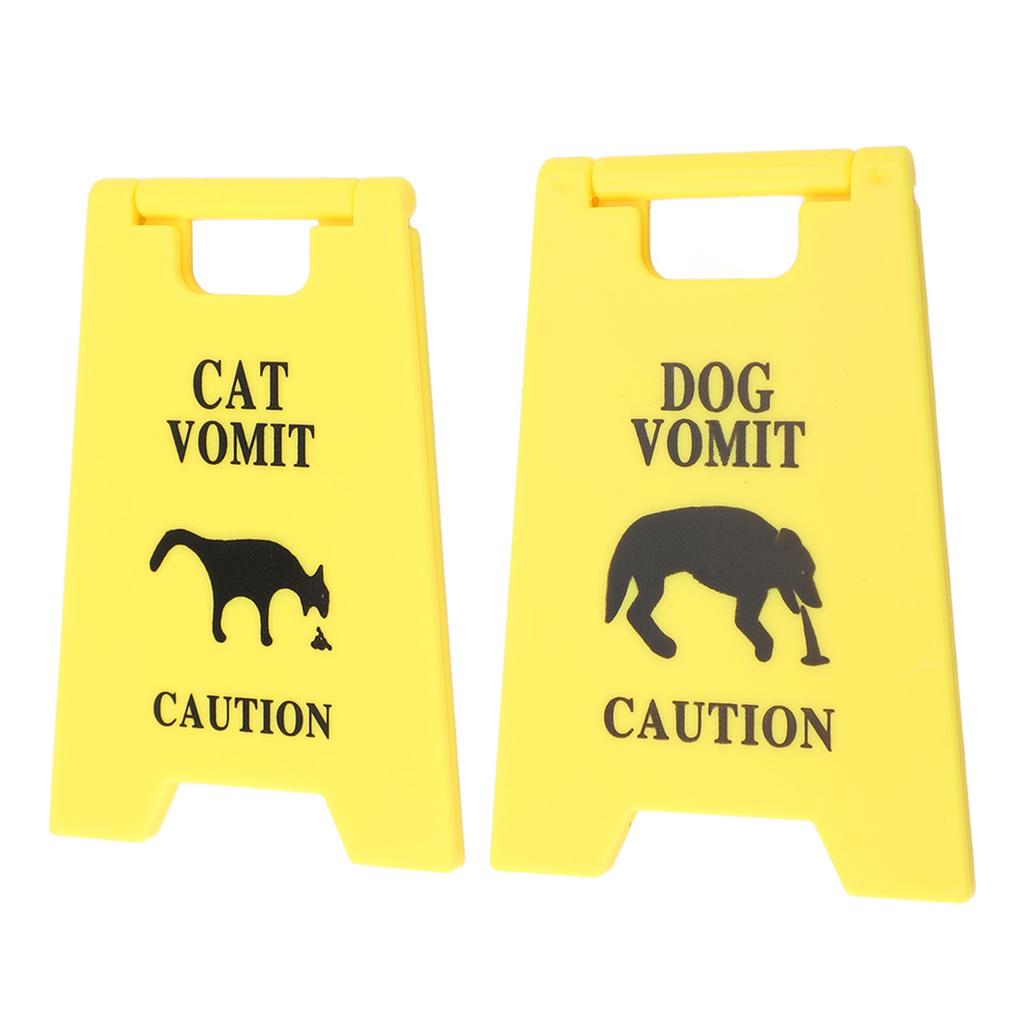 2PCS Cat and Dog Vomit Signs 4 Inch Cat Vomit Caution Sign Funny Cat Dog Warning Sign Decoration For Cat Dog Lovers Yellow