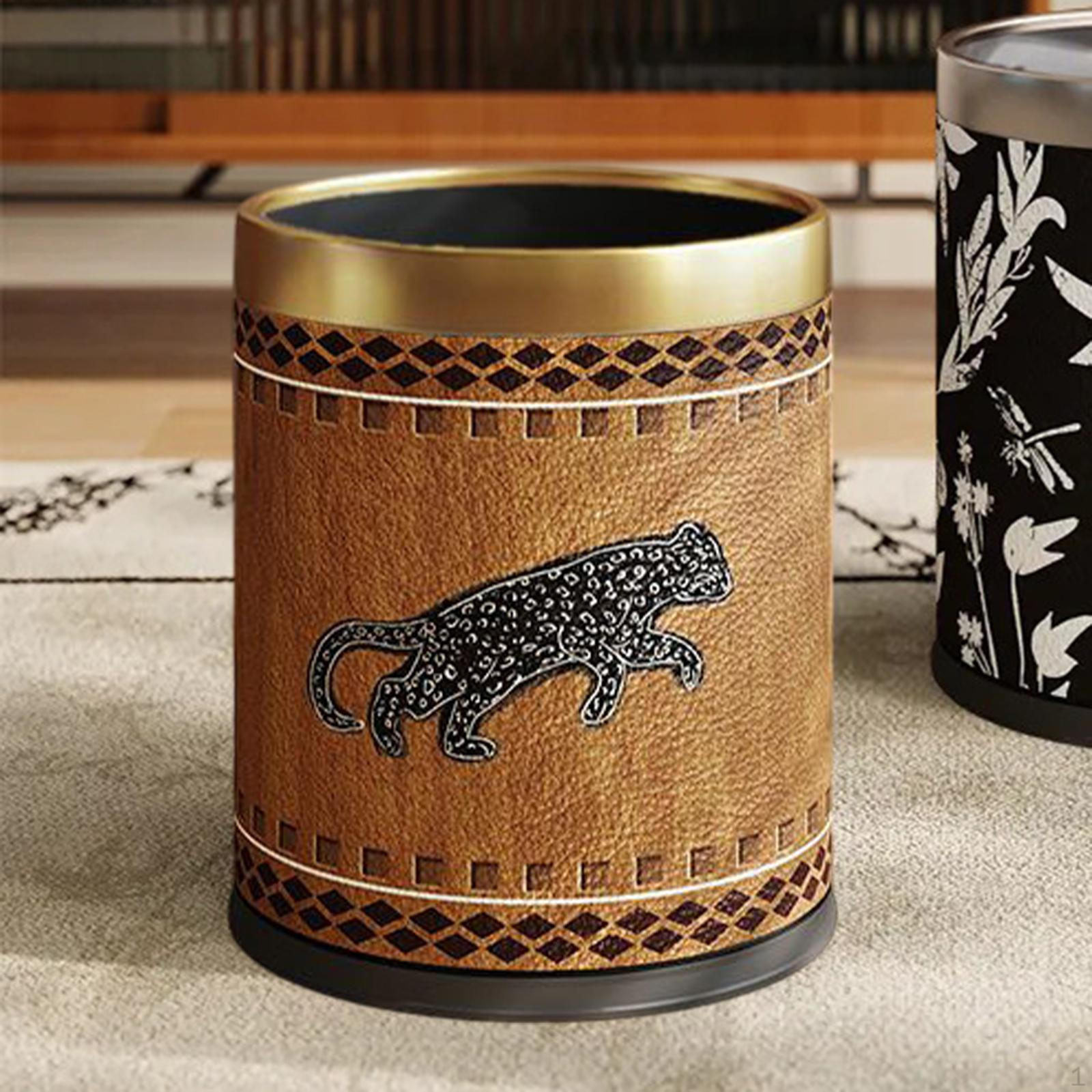 

10 л круглый мусорный бак для дома, гостиной, шкафа, отеля Leopard Gold