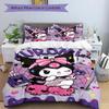 3pcs Kuromi's Sweet Halloween Adventure Sanrio Print Bedding Set (1 Cover + 2 Pillowcases, Without Inserts),  Soft and Comfortable S058