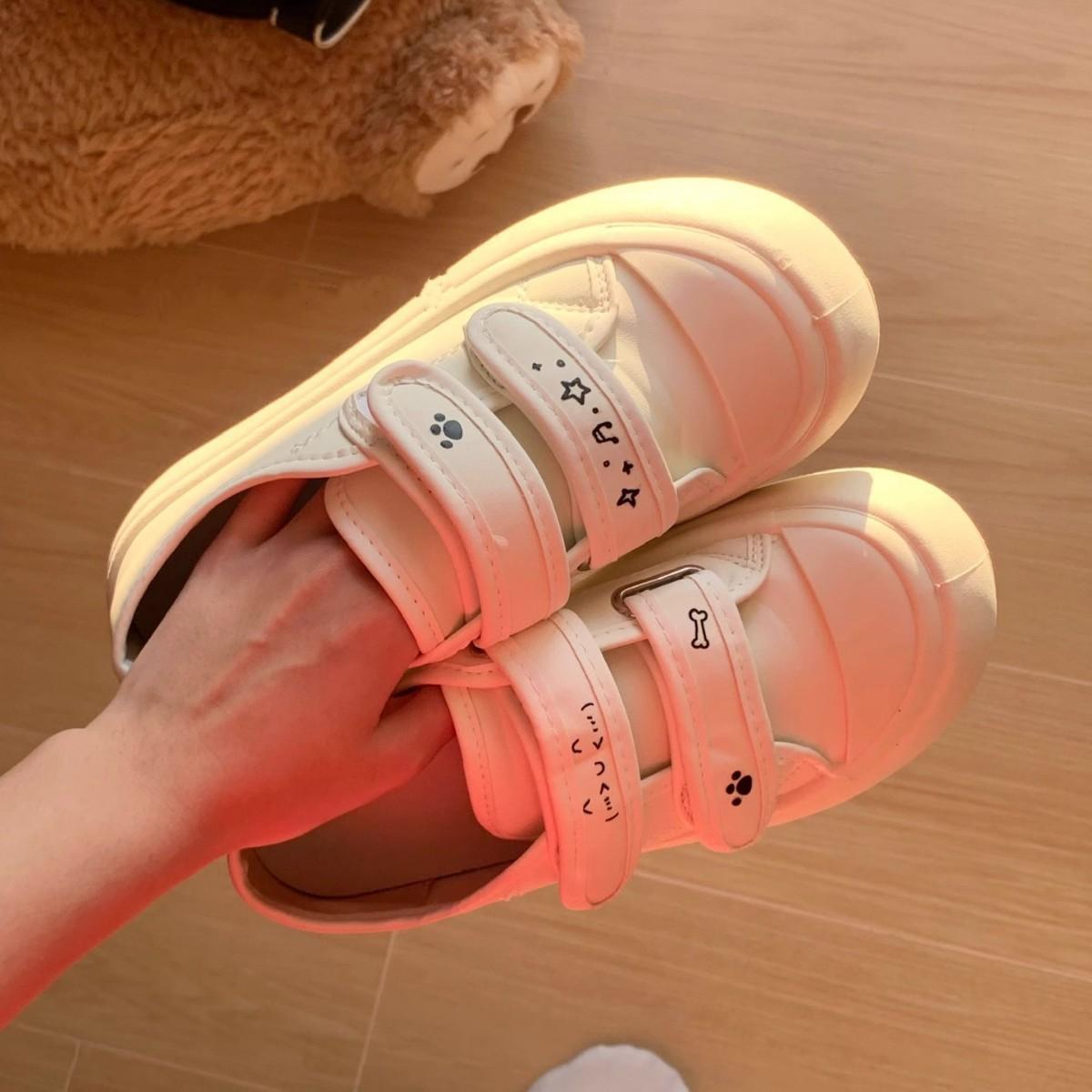 

Platform white shoes women s 2025 spring and autumn new Velcro white casual shoes ugly cute big head shoes cookie sole single shoes 35 белый