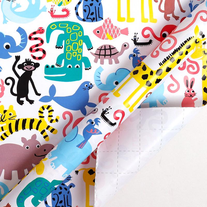 Cartoon Birthday Gift Wrap - Extra Large Sheet with Balloons & Children's Pattern