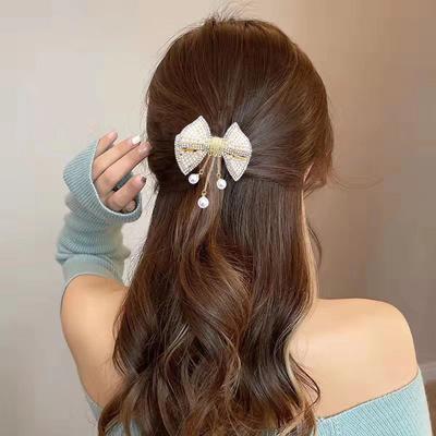 1 Stück modischer Temperament Schleife Quaste Perle Haaraccessoire Kopfschmuck für Mädchen halbklammer vielseitige Frühlingshaarklammer