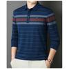Men S Striped Long Sleeve Polo Shirt Loose Fit For Middle Aged Dad Autumn