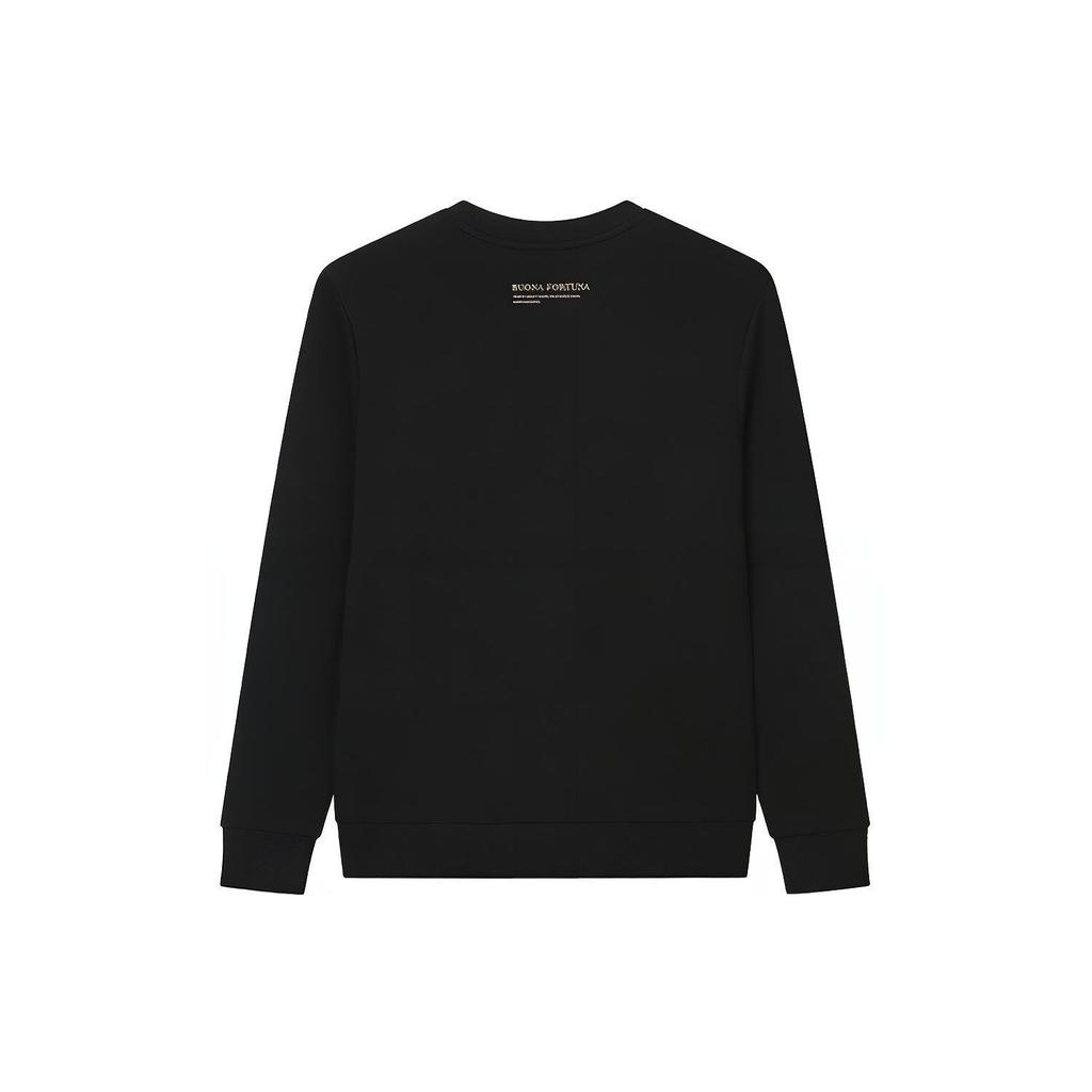 FILA Sports Casual Knitted Printed Pullover Sweatshirt Men sweatshirt Black F11M218215FBK