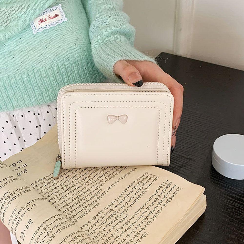New Cute Bow Women's Wallet Short Zipper Coin Purse Student Card Holder Gifts