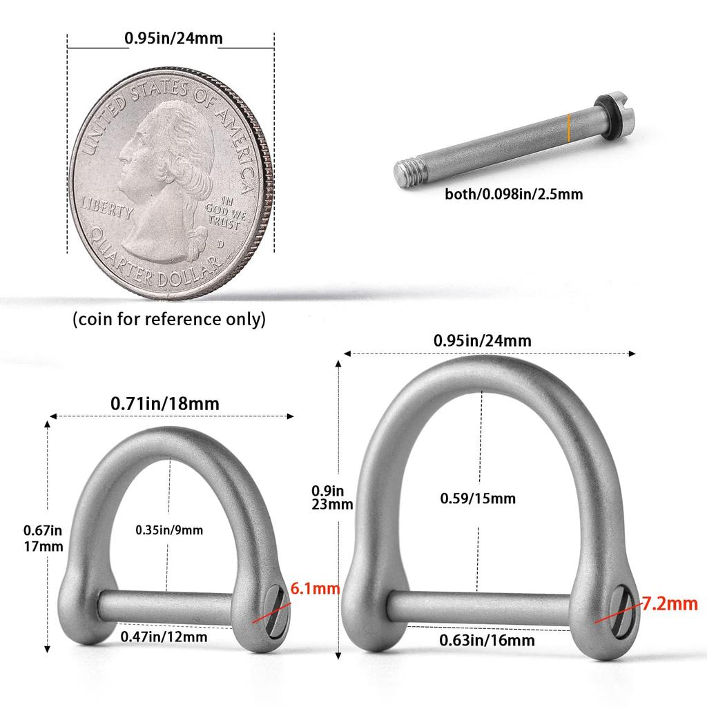 [TISUR] D-Ring Keychain, Small D-ring, Screw Type, D-ring Hardware, Stainless