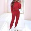 Women's 2 Piece Outfits Long Sleeve Pullover Crop Top And Drawstring Sweatpants Set Fall Lounge Sweatsuit Set