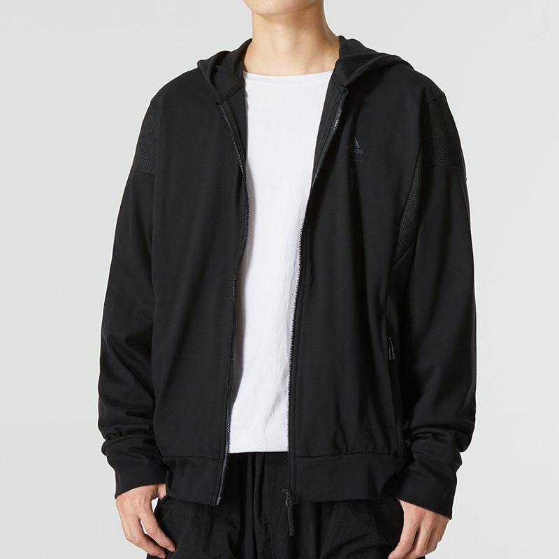 Adidas Jackets Men's Black Hooded Moderate Straight Fit HM2954