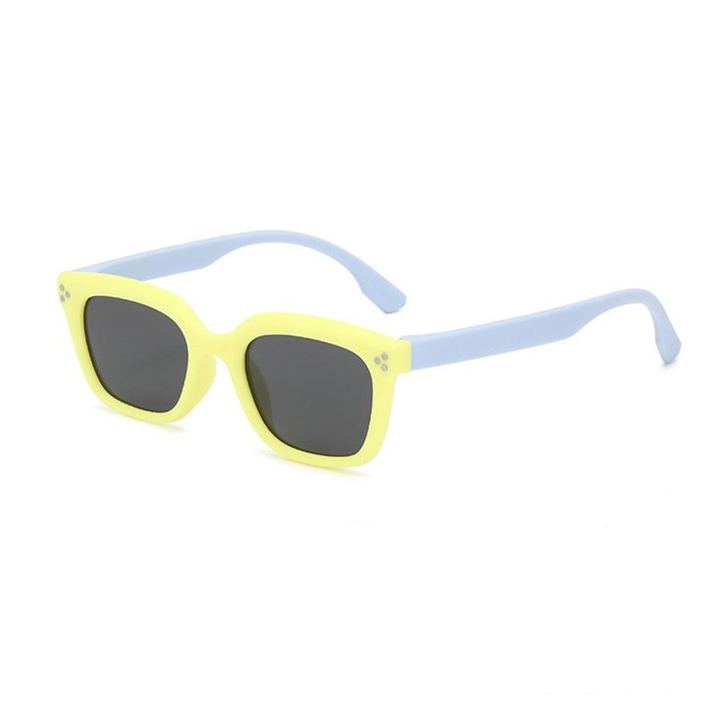 New Kids Square Frame Retro Sunglasses Soft Silicone Trendy UV Protection 23054