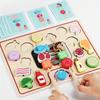 BBQ Grill & Serve Toy Wooden Pretend Play Food Kitchen Toy Cooking Food Playset Montessori Matching Toys Gift for Boys Girls
