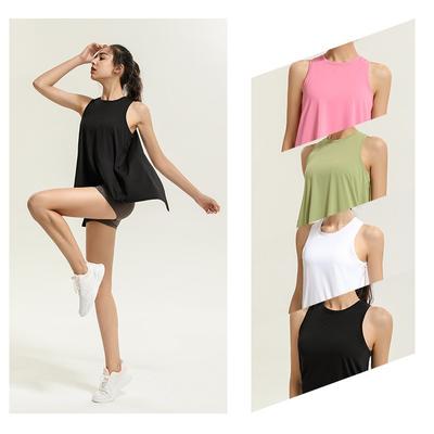 Womens Quick-Dry Loose Fitness Tank Top With Open Back Running Yoga Gym Summer Wear